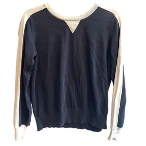 Gap Sweater Sz M Black And White Preppy 100% Cotton Classic College Lightweight